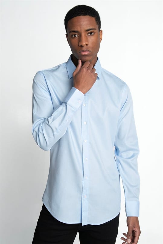 Modern Fit %100 Pamuk Armürlü Leke Tutmaz Gömlek