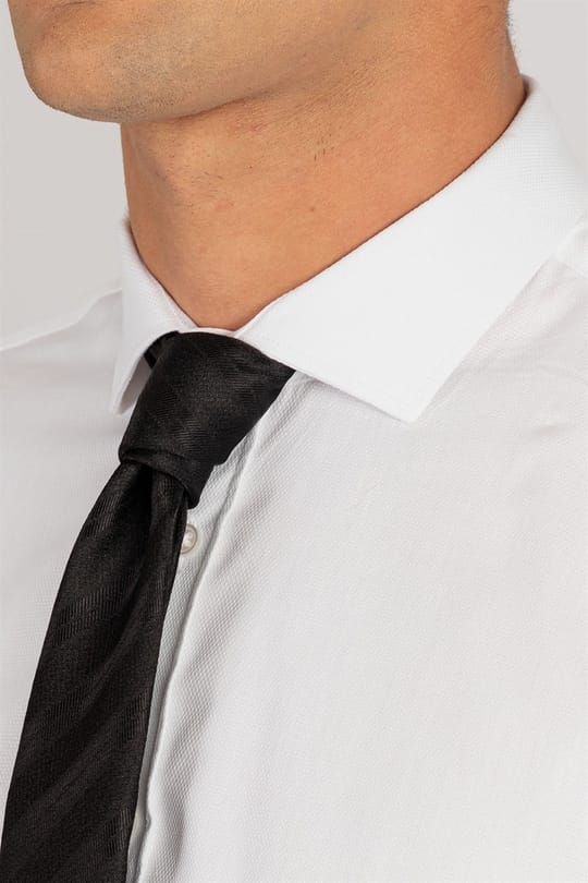 Modern Fit Uzun Kollu %100 Pamuk Armürlü Premium Erkek Beyaz Gömlek