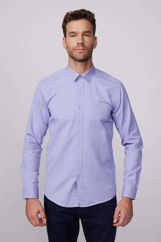 Modern Slim Fit Pamuklu Kolay Ütü Armürlü Erkek Gömlek