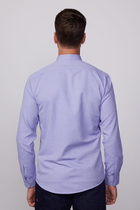 Modern Slim Fit Pamuklu Kolay Ütü Armürlü Erkek Gömlek