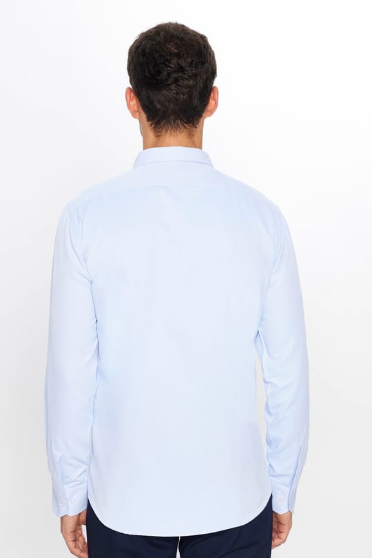 Modern Slim Fit Pamuklu Kolay Ütü Armürlü Erkek Gömlek