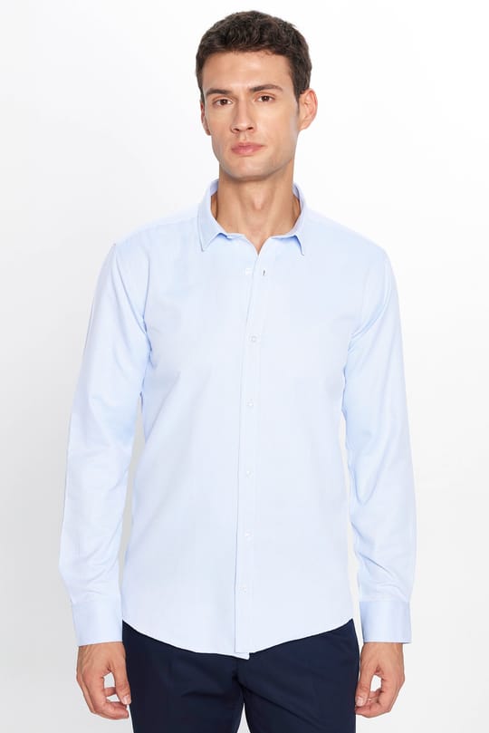 Modern Slim Fit Pamuklu Kolay Ütü Armürlü Erkek Gömlek
