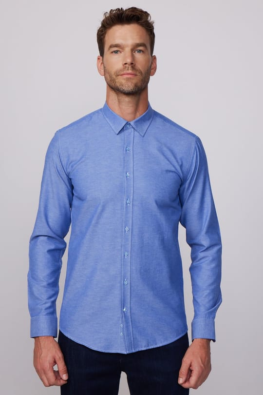 Modern Slim Fit Pamuklu Kolay Ütü Armürlü Erkek Gömlek