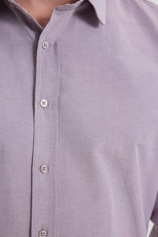 Modern Slim Fit Uzun Kollu Pamuklu Kolay Ütü Armürlü Gül Kurusu Erkek Gömlek