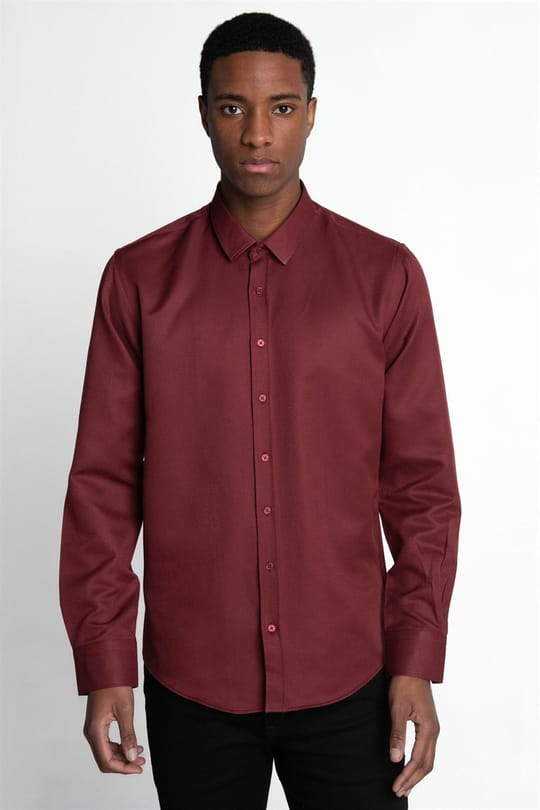 Modern Slim Fit Pamuklu Kolay Ütü Armürlü Erkek Gömlek
