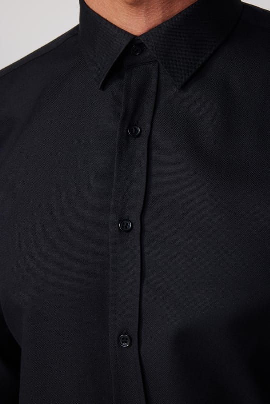 Modern Slim Fit Pamuklu Kolay Ütü Armürlü Erkek Gömlek