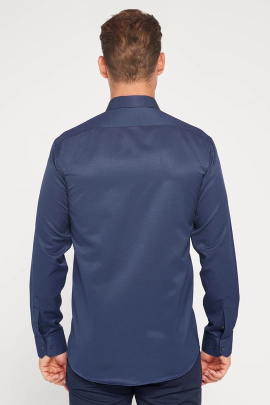 Modern Slim Fit Pamuklu Kolay Ütü Armürlü Erkek Gömlek
