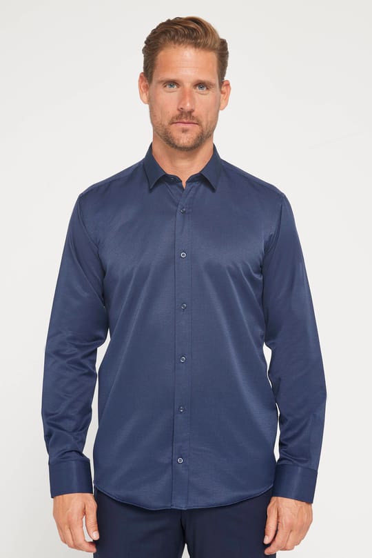 Modern Slim Fit Pamuklu Kolay Ütü Armürlü Erkek Gömlek