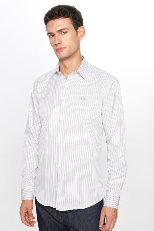 Erkek Modern Slim Fit Dar Kesim Uzun Kollu Pamuklu Çizgili Gömlek