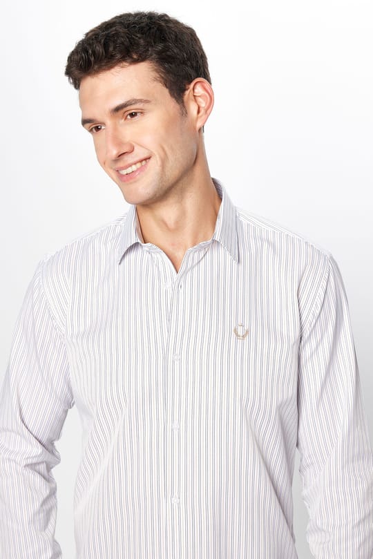 Erkek Modern Slim Fit Dar Kesim Uzun Kollu Pamuklu Çizgili Gömlek