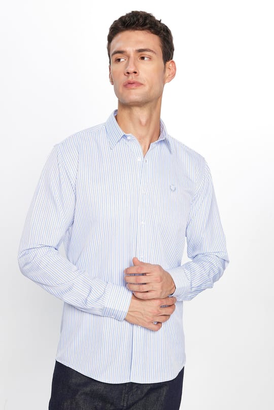 Erkek Modern Slim Fit Dar Kesim Uzun Kollu Pamuklu Çizgili Gömlek