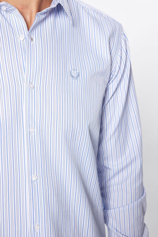 Erkek Modern Slim Fit Dar Kesim Uzun Kollu Pamuklu Çizgili Gömlek