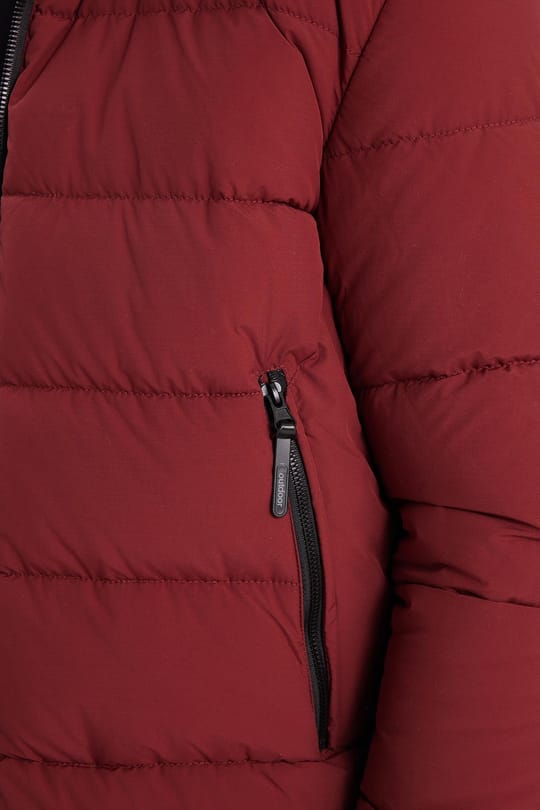 Erkek Relax Fit Rahat Kesim Çift Cepli Çıkarılabilir Kapüşonlu Sıcak Tutan Bordo Şişme Mont