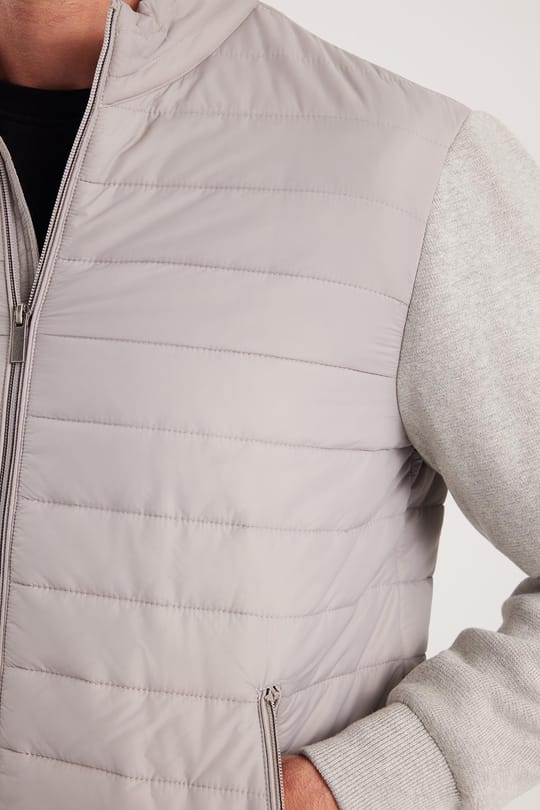 Erkek Relax Fit Rahat Kesim Kapitone Kollar Triko Çift Cepli Sıcak Tutan Bej Mont