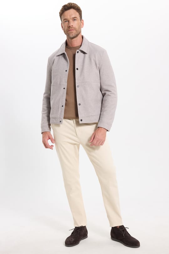 Erkek Slim Fit Dar Kesim Çift Cepli Çıtçıt Kapamalı Taş Mont