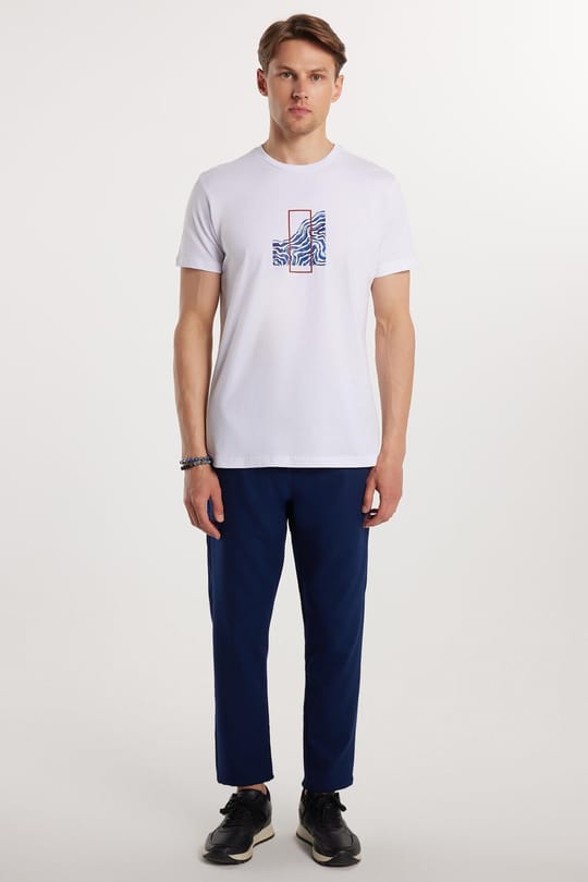 Erkek Regular Fit Beli Regular Fit Lastikli Bağcıklı Jogger Lacivert Pantolon Rahat Kesim Yan Cepli