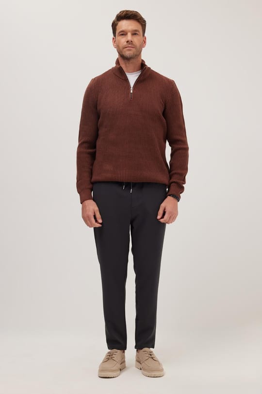 Erkek Regular Fit Beli Lastikli Bağcıklı Jogger Gri Pantolon Rahat Kesim Yan Cepli