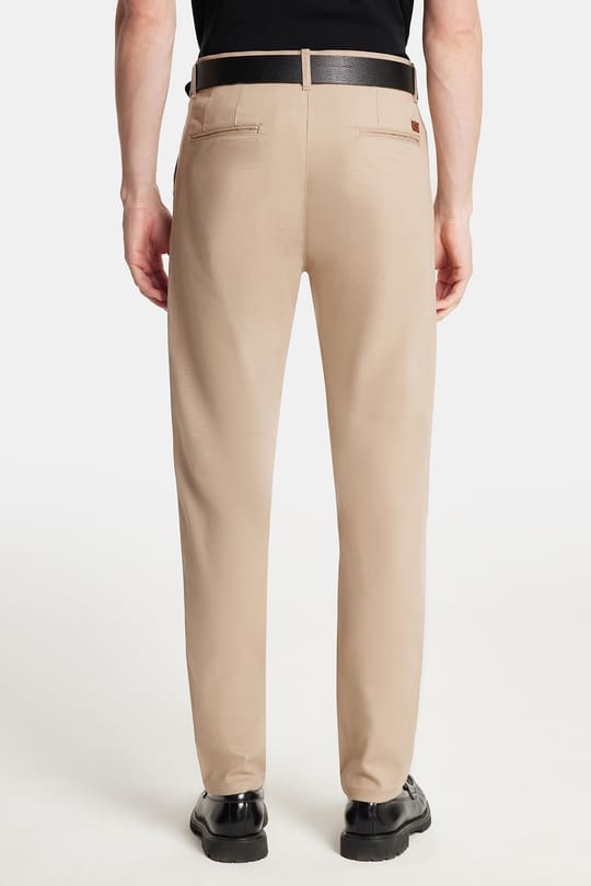 Erkek Slim Fit Chino Esnek Yandan Cepli Önü Fermuarlı Pamuklu Dokulu Bej Pantolon