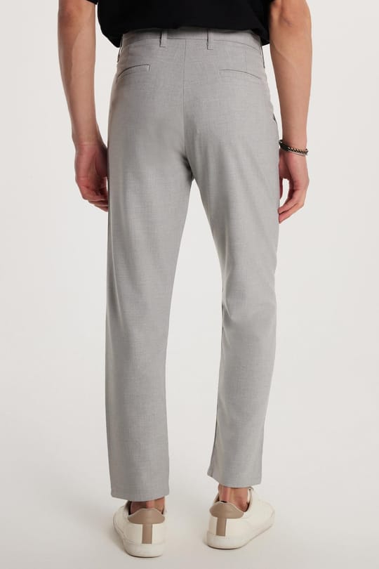Erkek Slim Fit Dar Kesim Esnek Yan Cepli Bilek Boy Canvas Kesim Gri Pantolon