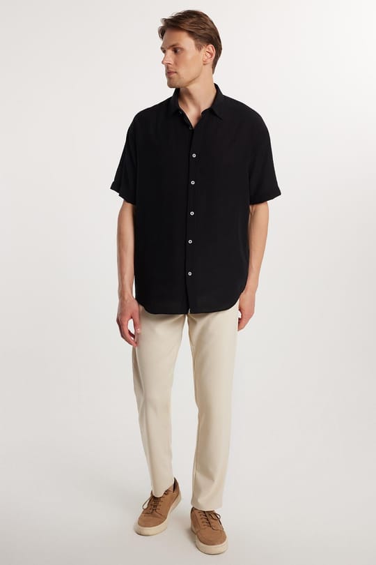 Erkek Slim Fit Dar Kesim Esnek Yan Cepli Bilek Boy Canvas Kesim Koyu Bej Pantolon