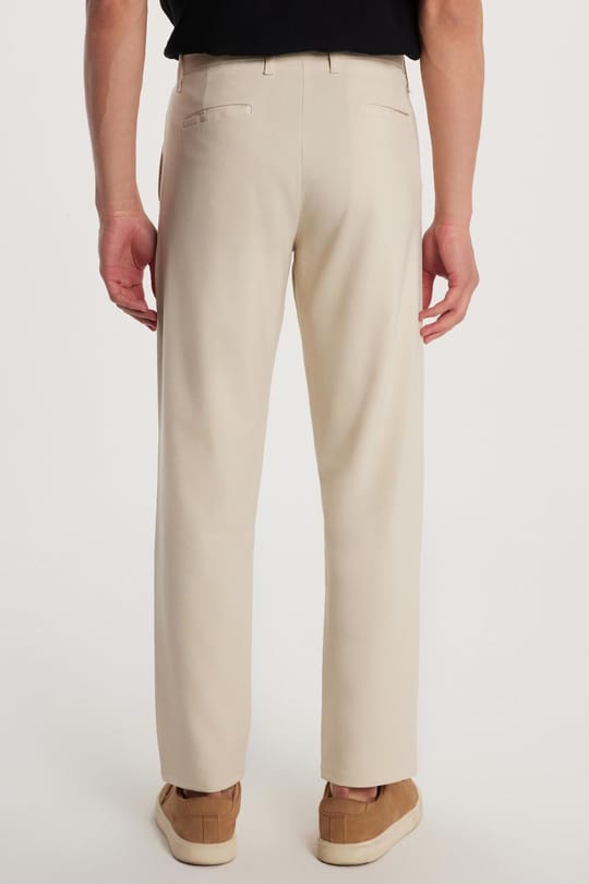 Erkek Slim Fit Dar Kesim Esnek Yan Cepli Bilek Boy Canvas Kesim Koyu Bej Pantolon