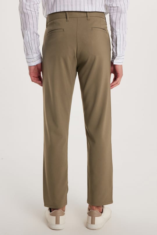 Erkek Slim Fit Dar Kesim Esnek Yan Cepli Bilek Boy Canvas Kesim Açık Haki Pantolon