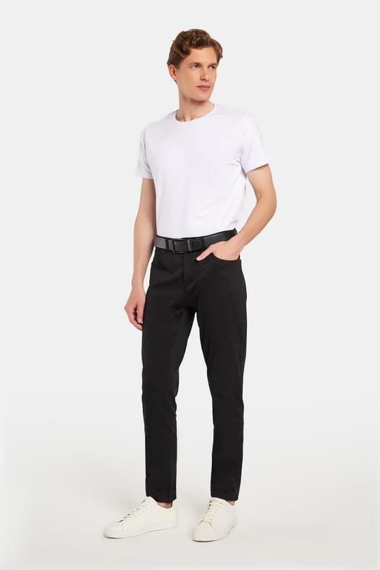 Erkek Regular Fit Rahat Kesim Mevsimlik Kanvas Siyah Pantolon
