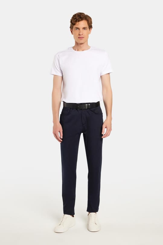 Erkek Regular Fit Rahat Kesim Mevsimlik Kanvas Lacivert Pantolon