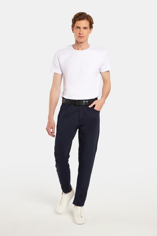 Erkek Regular Fit Rahat Kesim Mevsimlik Kanvas Lacivert Pantolon