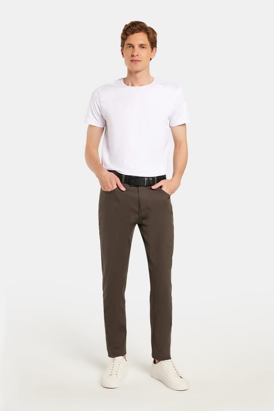 Erkek Regular Fit Rahat Kesim Mevsimlik Kanvas Haki Pantolon