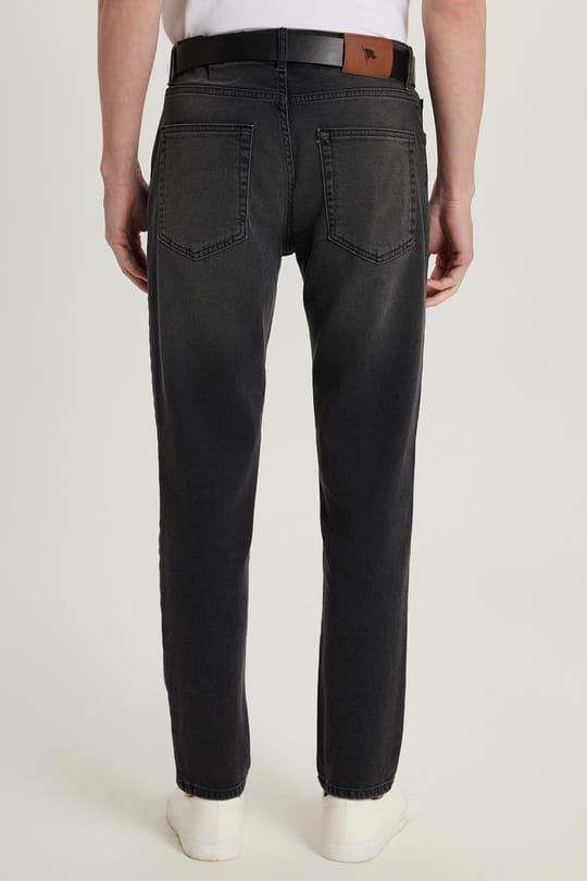 Erkek Regular Fit Normal Kesim Denim Yıkamalı Düz Paça Siyah Jean Kot Pantolon