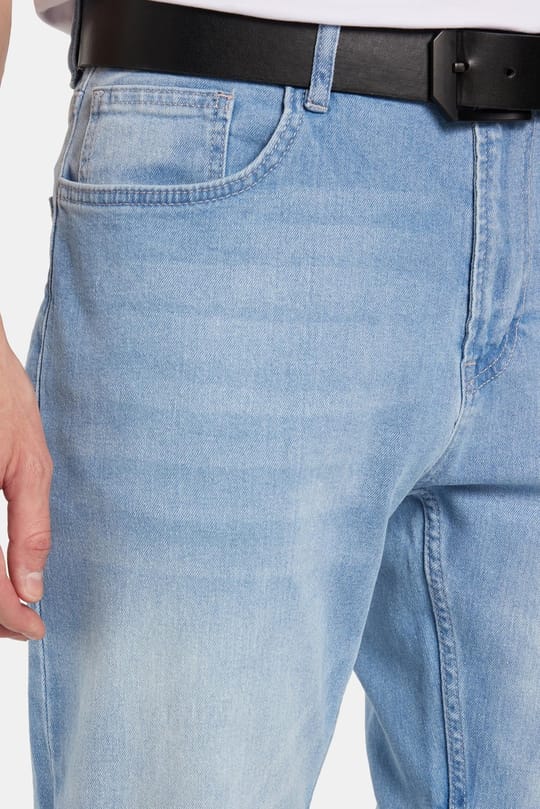 Erkek Regular Fit Normal Kesim Denim Yıkamalı Düz Paça Açık Mavi Jean Kot Pantolon