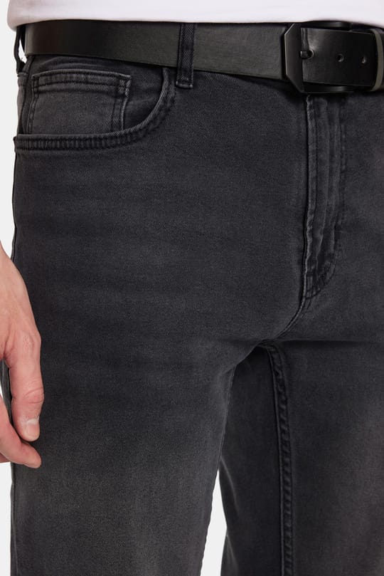 Erkek Regular Fit Normal Kesim Denim Yıkamalı Düz Paça Gri Jean Kot Pantolon