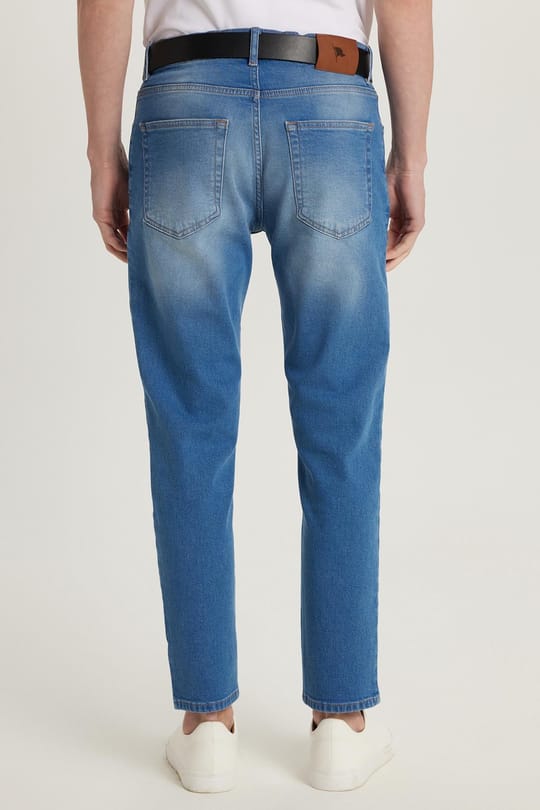 Erkek Regular Fit Normal Kesim Denim Yıkamalı Düz Paça Mavi Jean Kot Pantolon