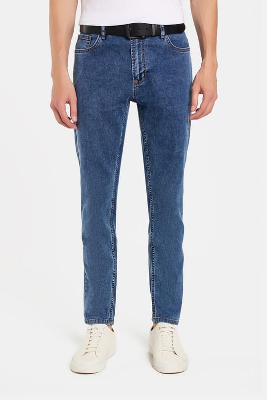 Erkek Slim Fit Yıkamalı Taşlamalı  Esnek Kot  Düz Paça Tapered Pantolon