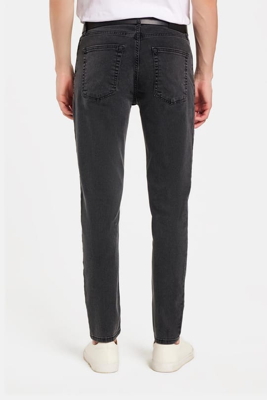 Erkek Regular Fit Yıkamalı Taşlamalı Esnek Kot  Düz Paça Tapered Gri Jean Pantolon