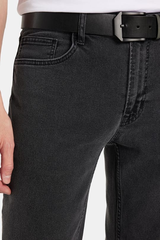 Erkek Regular Fit Yıkamalı Taşlamalı Esnek Kot  Düz Paça Tapered Gri Jean Pantolon