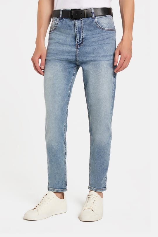 Erkek Straight Fit Bol Kesim Yıkamalı Efektli Esnek Kot Pantolon