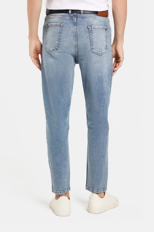 Erkek Regular Fit Bol Kesim Denim Yıkamalı Efektli Esnek Açık Mavi Jean Kot Pantolon