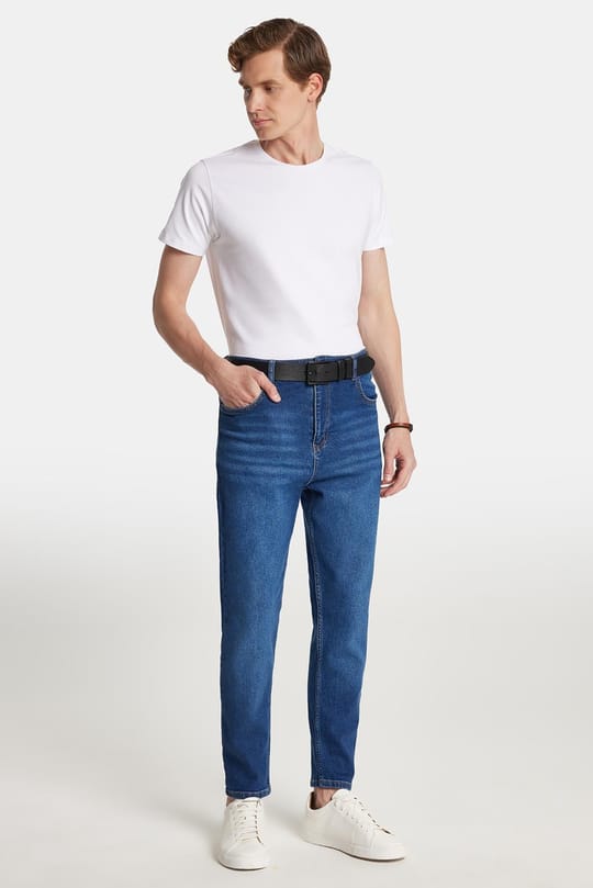 Erkek Regular Fit Bol Kesim Denim Yıkamalı Efektli Esnek Mavi Jean Kot Pantolon