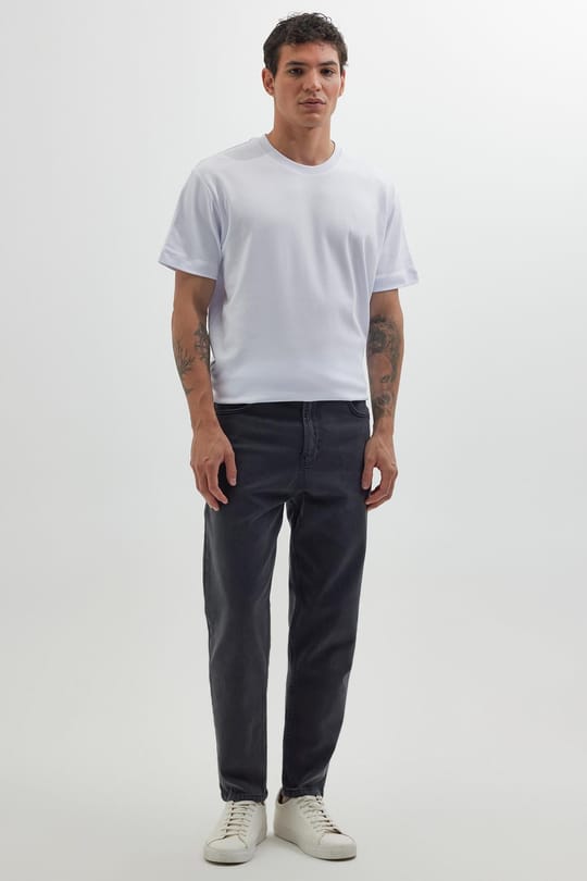 Erkek Regular Fit Bol Kesim Denim Yıkamalı Efektli Esnek Gri Jean Kot Pantolon
