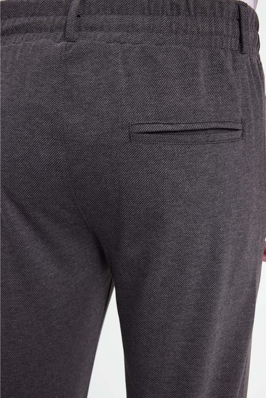 Erkek Slim Fit Pamuklu Beli Bağlamalı Yan Cepli Katlamalı Paça Jogger Gri Pantolon