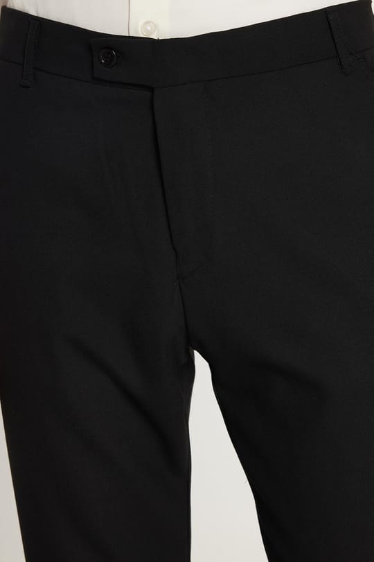 Erkek Slim Fit Dar Kesim Chino Yandan Cepli Pamuklu Siyah Pantolon