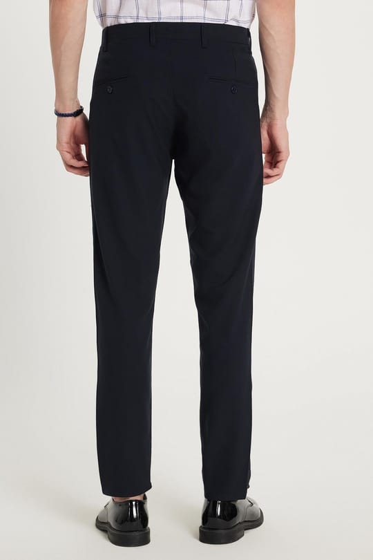 Erkek Slim Fit Dar Kesim Chino Yandan Cepli Pamuklu Lacivert Pantolon