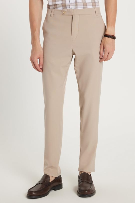 Erkek Slim Fit Dar Kesim Chino Yandan Cepli Pamuklu Taş Pantolon