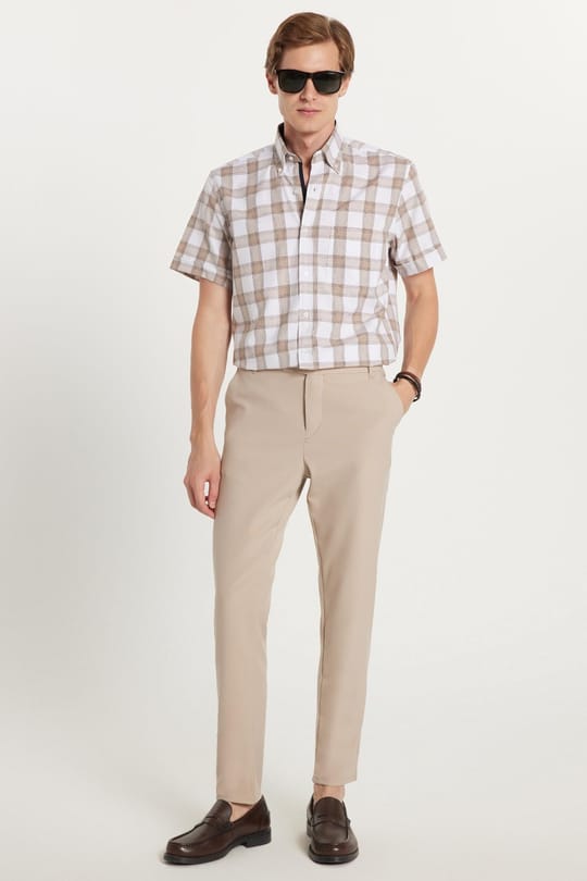 Erkek Slim Fit Dar Kesim Chino Yandan Cepli Pamuklu Taş Pantolon