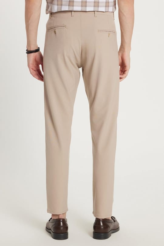 Erkek Slim Fit Dar Kesim Chino Yandan Cepli Pamuklu Taş Pantolon