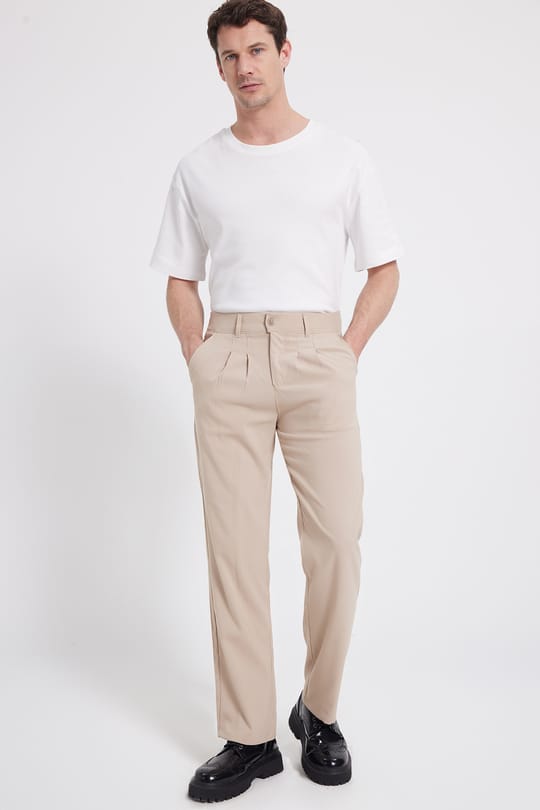 Erkek Regular Fit Klasik Kesim Normal Bel Geniş Paça Taş Pantolon