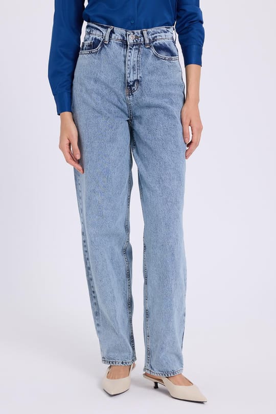 KADIN YAN CEPLİ BAGGY DENIM  20493 ZR PANTOLON