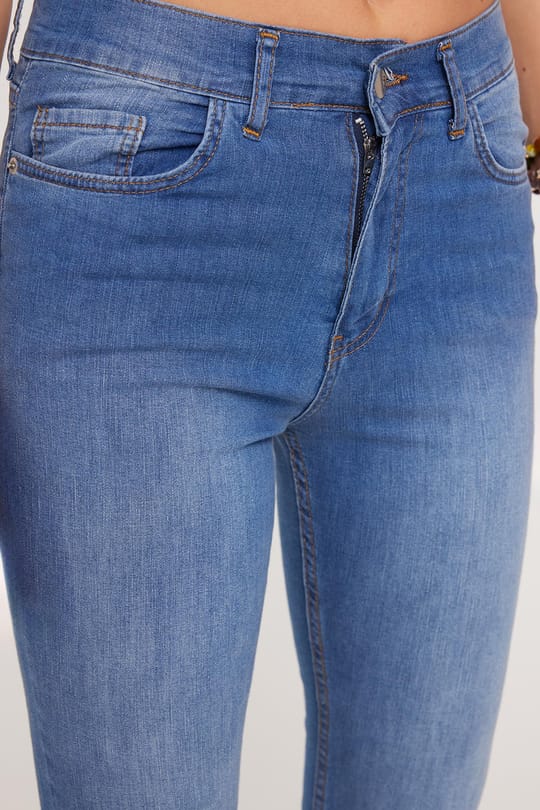 Kadın Regular Fit Klasik Kesim Pamuklu İspanyol Paça Lacivert Jean Kot Pantolon